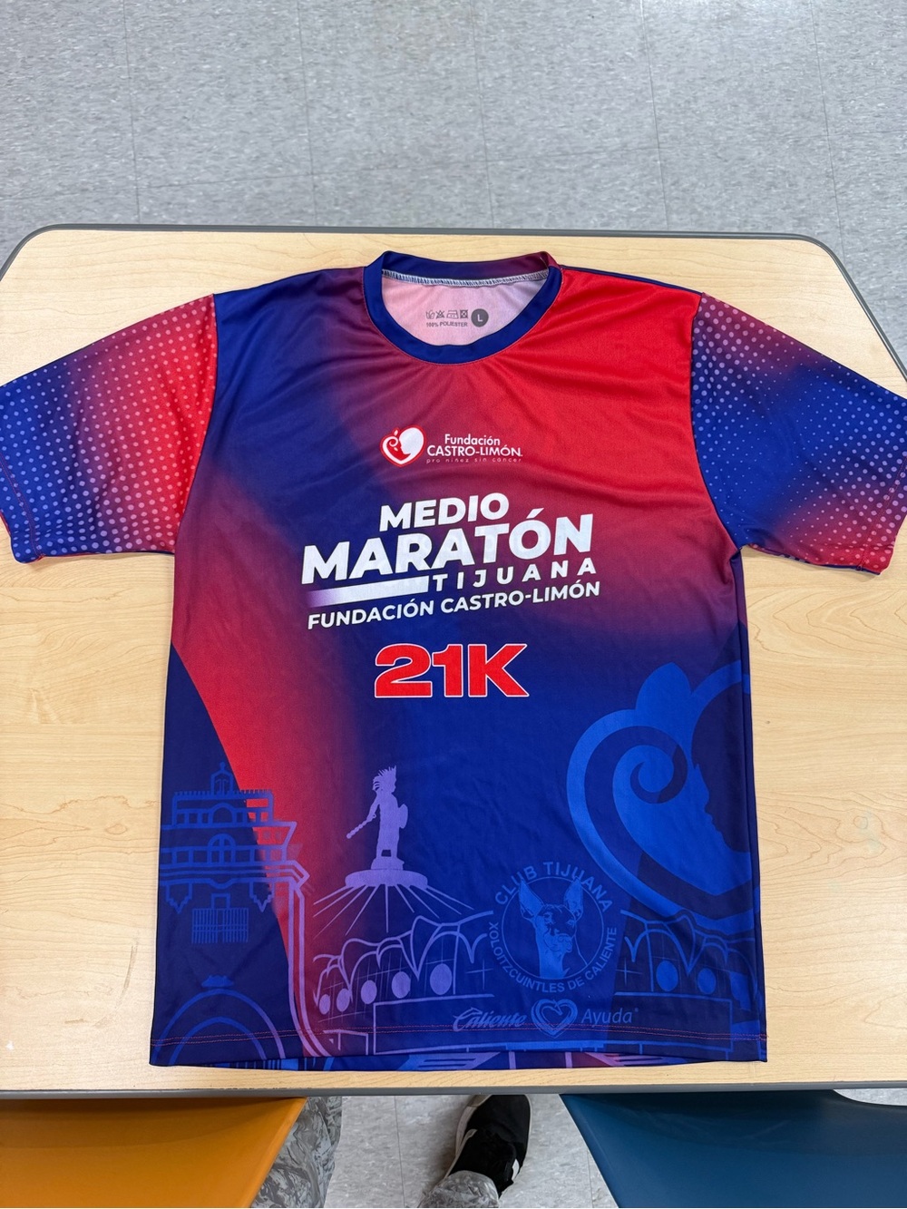 Medio Maratón Tijuana 21K Race Shirt - Red & Blue